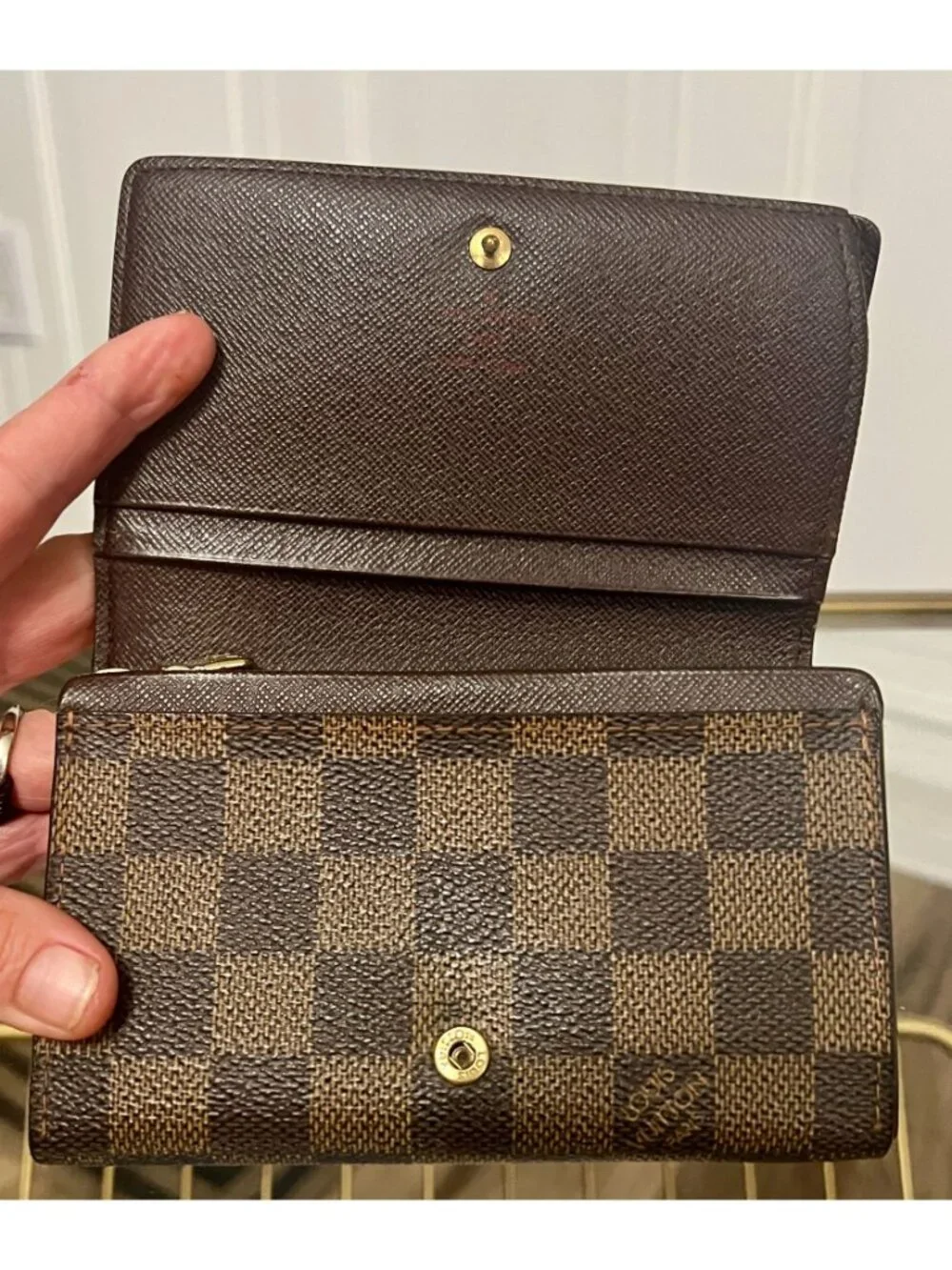 Louis Vuitton Damier Ebene Compact Wallet - Vintage Canvas Bifold